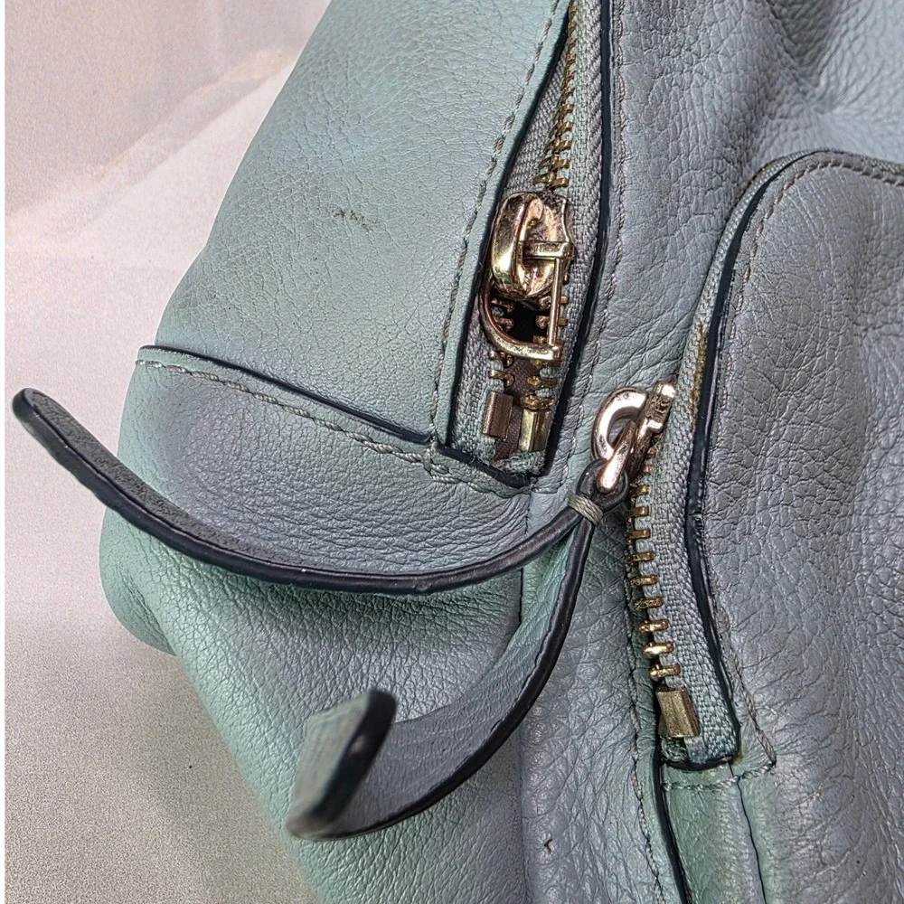 Kate‎ Spade New York Pebbled Leather Backpack Light Blue Gold Tone Hardware P4